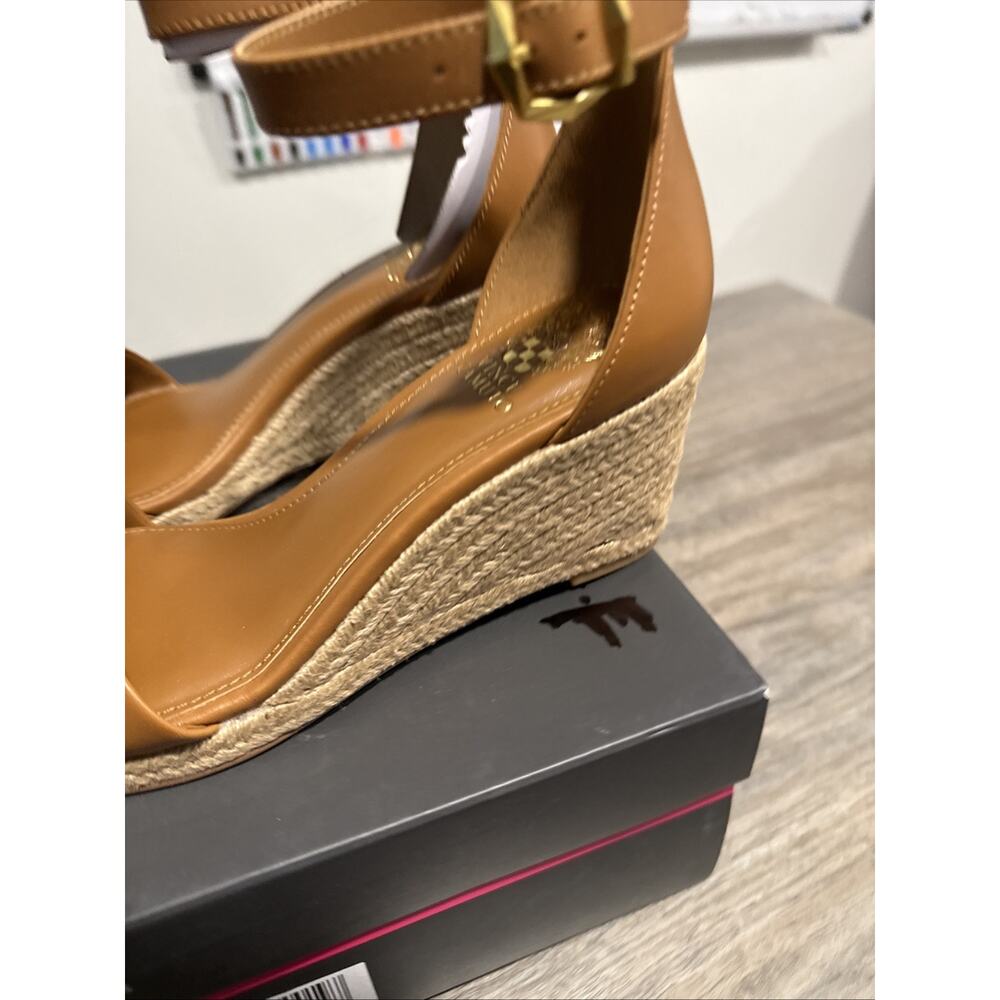 Vince Camuto Frilin Golden Walnut Leather Espadrille Wedge Sandals Womens 7 M - Picture 3 of 12
